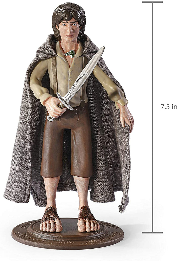 The Noble Collection LoTR Bendyfigs Frodo Beutlin – Offiziell lizenzierte, 19 cm (7,5 Zoll) große, biegsame, bewegliche Puppenfiguren zum Sammeln mit Ständer