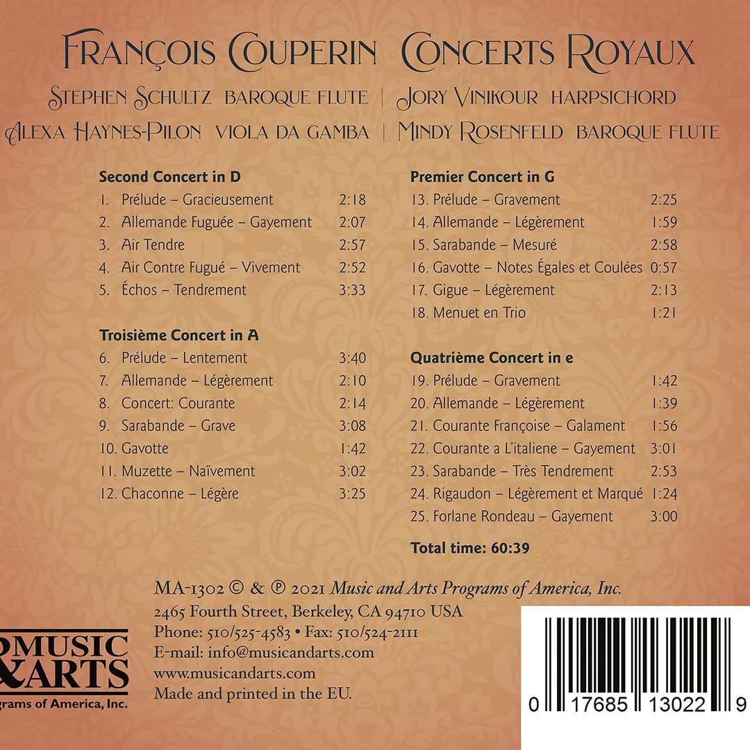 Couperin: Concerts Royaux [Stephen Schultz; Jory Vinikour; Alexa Haynes-Pilon; Mindy Rosenfeld] [Musik &amp; Kunst: MA 1302] [Audio CD]