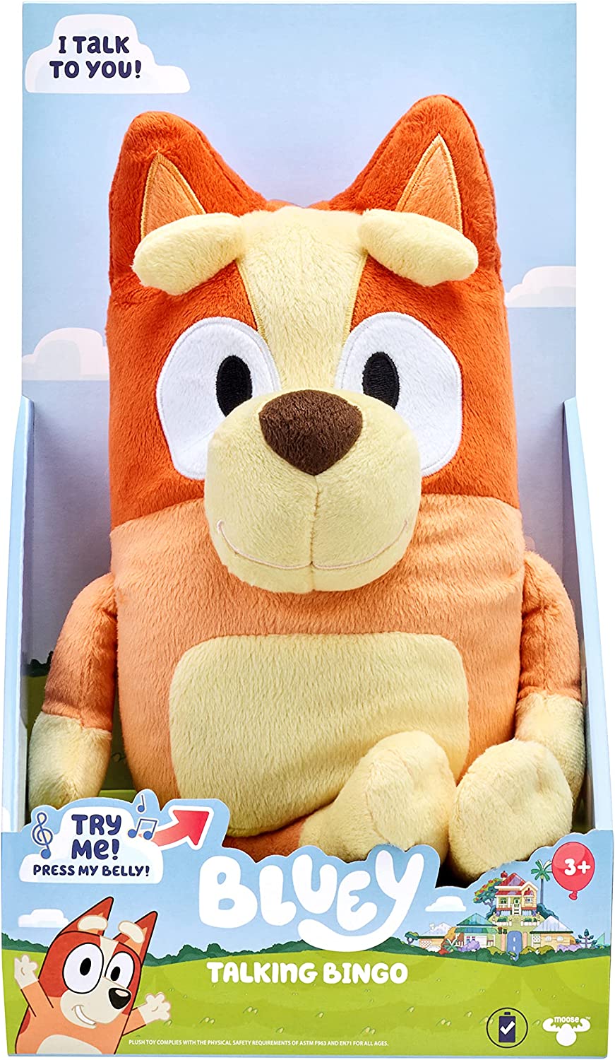 Talking Bingo 12" Plush - Interactive Sound Toy with Bluey Phrases & Theme Song