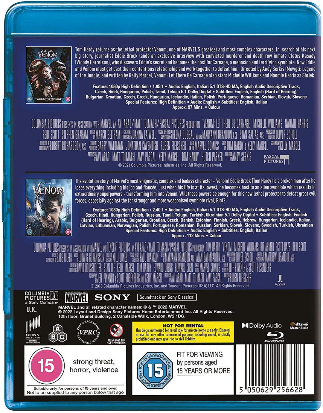 Venom 1&amp;2: (2018) &amp; Let There Be Carnage [2021] [Blu-ray]