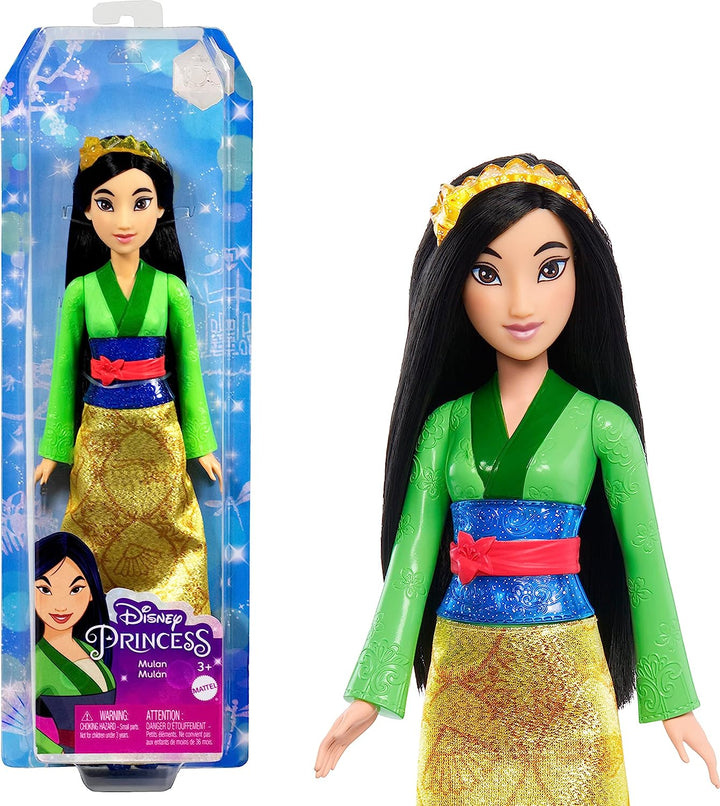 Disney Princess Toys, bewegliche Modepuppe Mulan mit glitzernder Kleidung und Zubehör