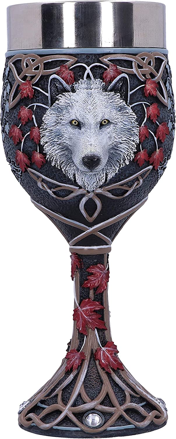 Nemesis Now Lisa Parker Guardian of The Fall Weißer Herbstwolf-Kelch, 19,5 cm