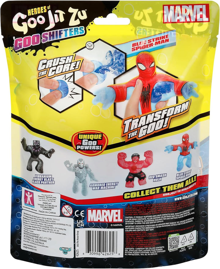 Helden von Goo Jit Zu Goo Shifters Marvel Stretchy Blue Strike Spider-Man. Super
