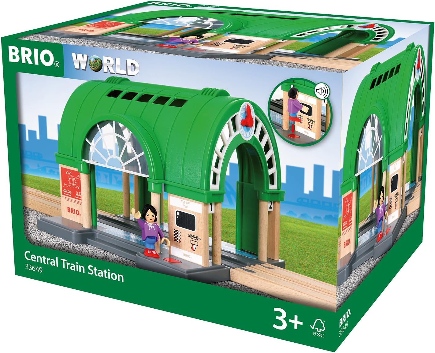 BRIO World Central Train Station Playset for Kids - Compatible with BRIO Railway Sets 3