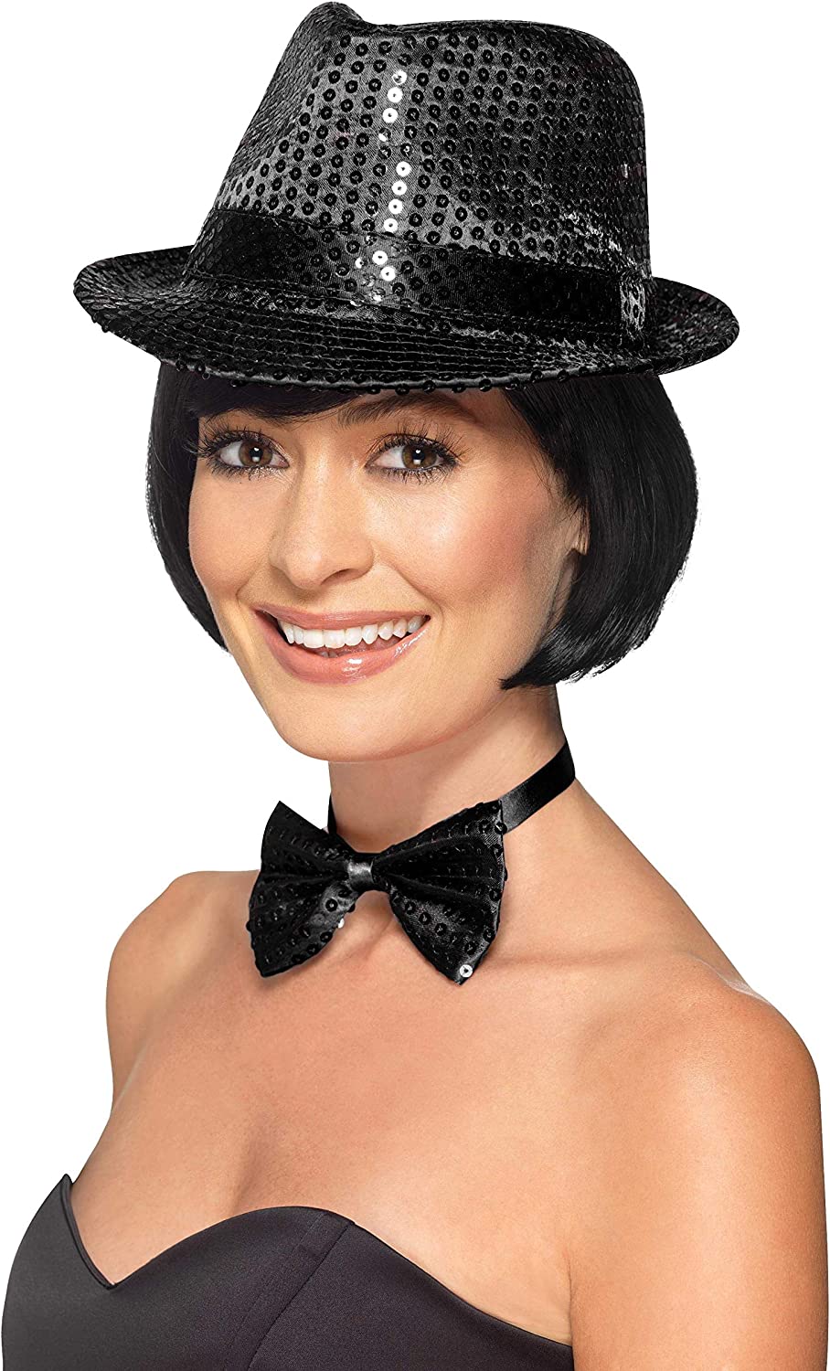 Smiffys Unisex Pailletten-Trilby-Hut (schwarz)