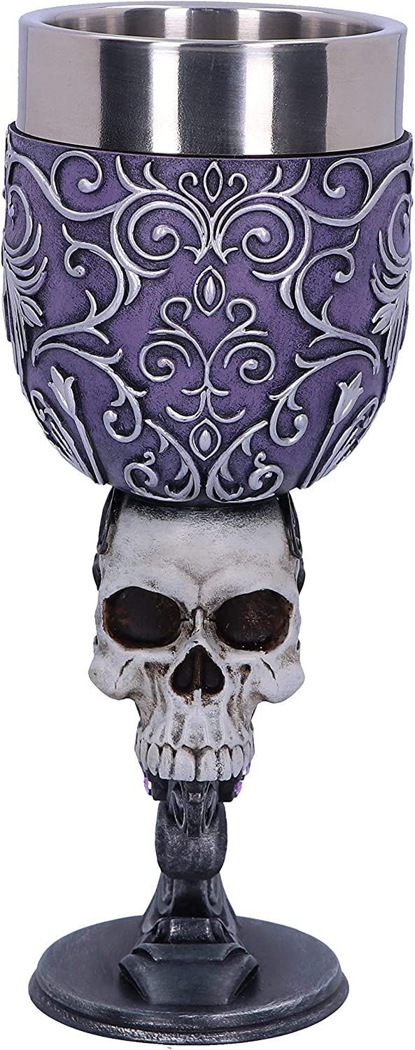 Nemesis Now B5168R0 Deaths Desire Twin Skull Heart Set bestehend aus zwei Kelchen, Lila, 1