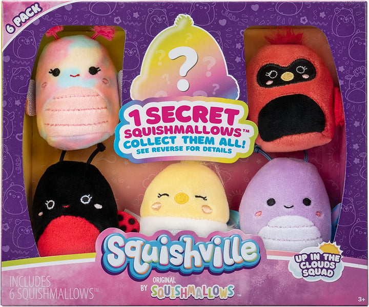 Squishville SQM0331 Packung mit 6 Flying Clouds Squad Sechs 2-Zoll-Plüschspielzeugen für Kinder