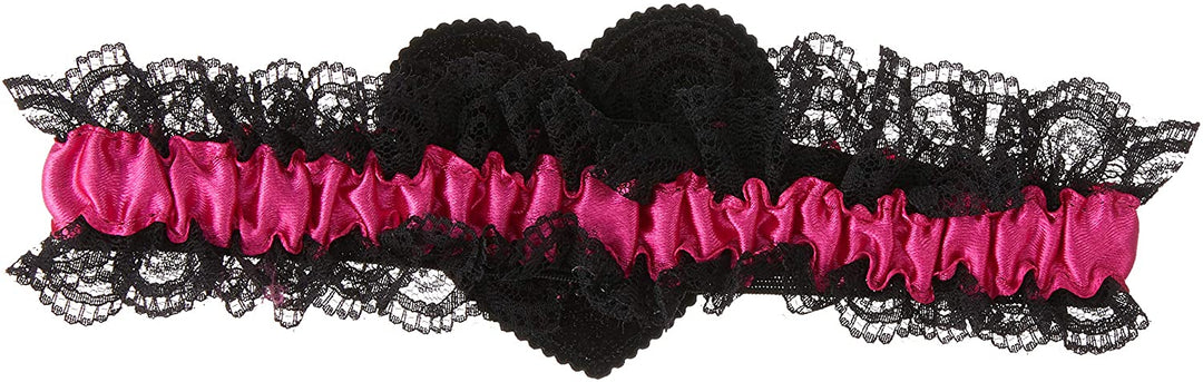 Smiffys Strumpfband für die Braut mit Spitze - Schwarz/Rosa
