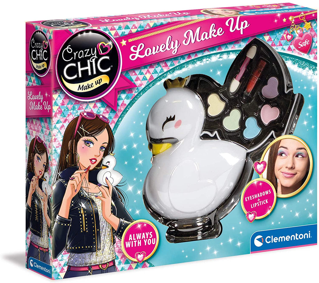 Clementoni 18632 Crazy Chic Lovely Swan Make-up-Set für Kinder ab 6 Jahren P