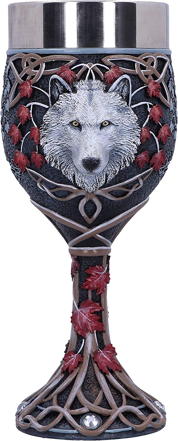 Nemesis Now Lisa Parker Guardian of The Fall Weißer Herbstwolf-Kelch, 19,5 cm