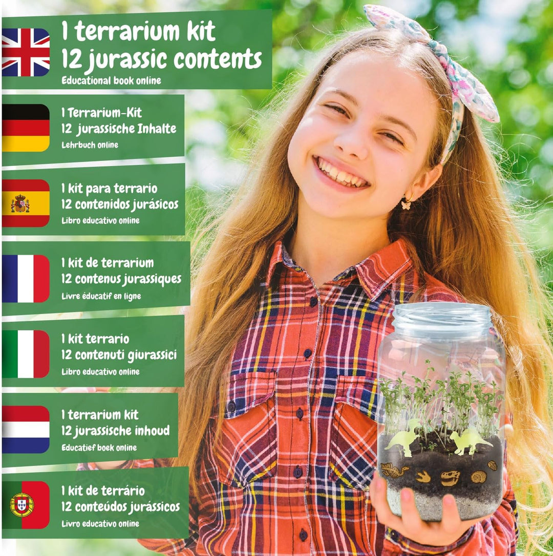Science4you Dinosaurier-Terrarium-Set – Bauen Sie Ihr eigenes Terrarium, leuchtet im Dunkeln D