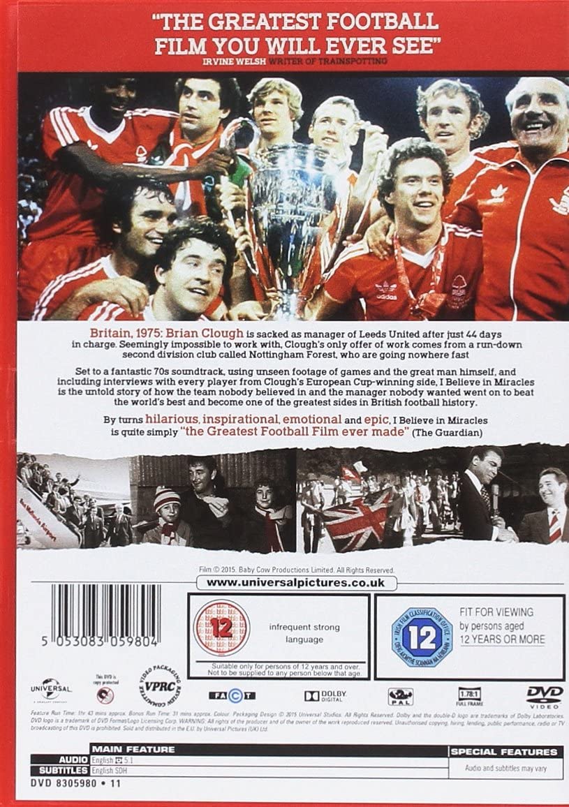 Brian Clough: I Believe in Miracles [DVD] [2015]