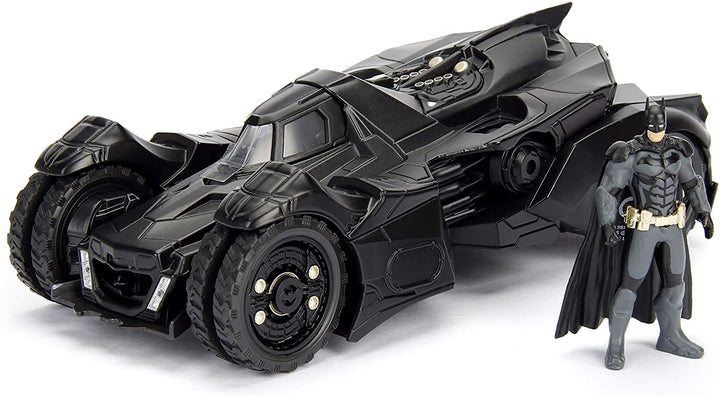 Jada Toys 253215004 Arkham Knight Batmobil, Maßstab 1:24, Druckguss, Türen zum Öffnen, inklusive Batman-Figur, Schwarz, Einheitsgröße