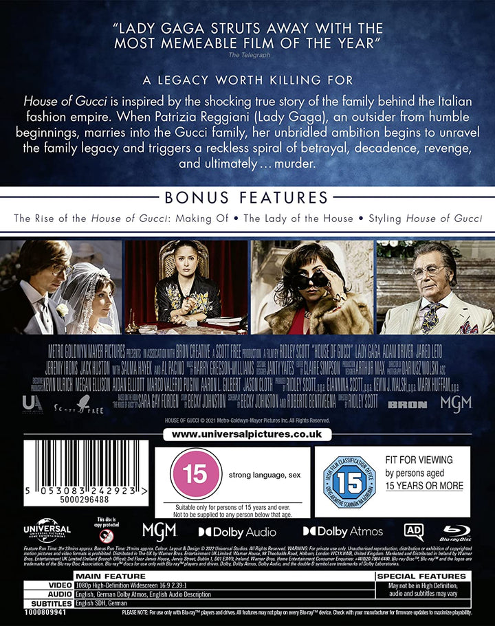 House of Gucci [2021] [Region Free] – Drama/Krimi [Blu-ray]