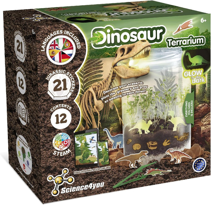 Science4you Dinosaurier-Terrarium-Set – Bauen Sie Ihr eigenes Terrarium, leuchtet im Dunkeln D