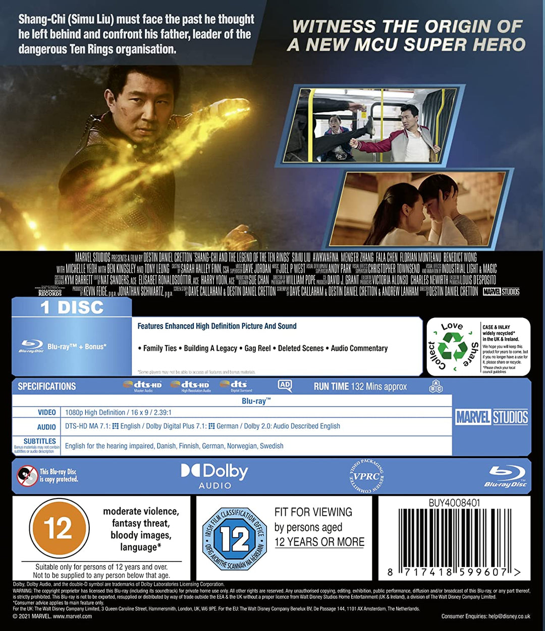 Marvel Studios Shang-Chi und die Legende der zehn Ringe [2021] [Region – Action/Fantasy [Blu-ray]