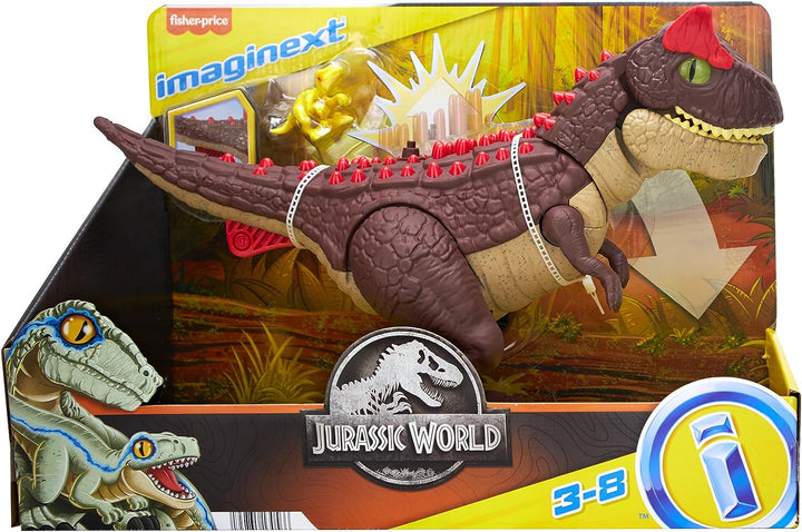 Imaginext Jurassic World Dinosaurier-Spielzeug, Spike Strike Carnotaurus, 27,9 cm große Figur