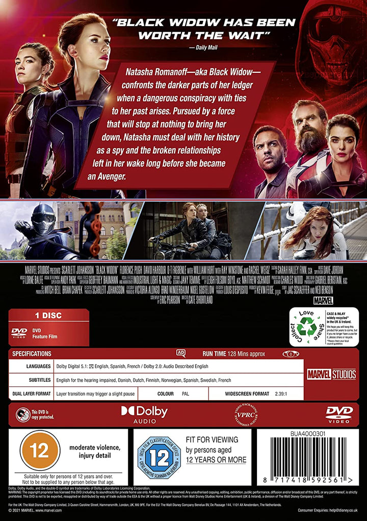 Marvel Studios Black Widow [2021] – [DVD]