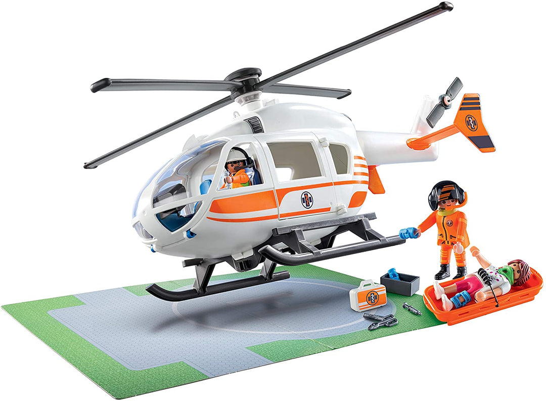 Playmobil 70048 City Life Hospital Notfallhubschrauber mit Landeplatz