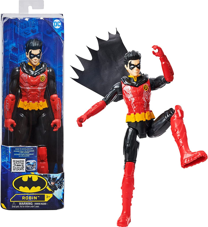 DC Comics Batman 12-Zoll-Robin-Actionfigur (roter/schwarzer Anzug), Kinderspielzeug für Jungen