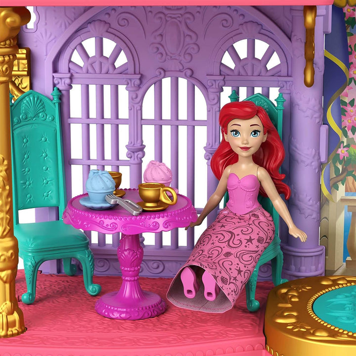 Disney Princess Toys, Stapelbares Puppenhaus „Ariel Castle“ mit kleiner Puppe, 1 Freund