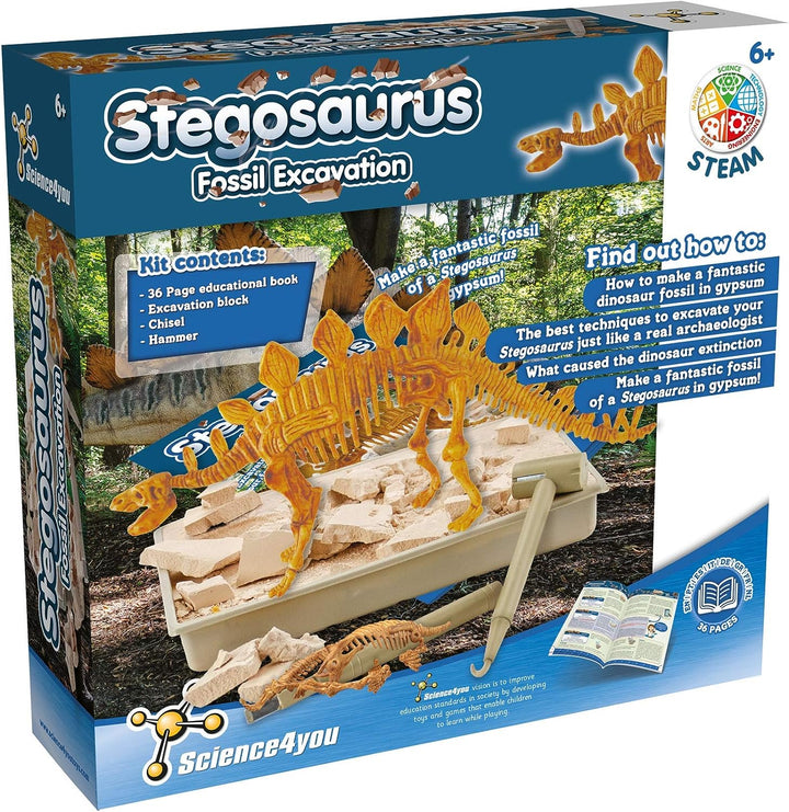 Science4you – Stegosaurus-Fossilien-Grabset für Kinder ab 6 Jahren – Ausgraben und zusammenbauen