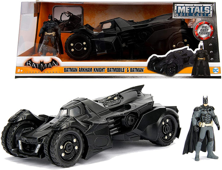 Jada Toys 253215004 Arkham Knight Batmobil, Maßstab 1:24, Druckguss, Türen zum Öffnen, inklusive Batman-Figur, Schwarz, Einheitsgröße