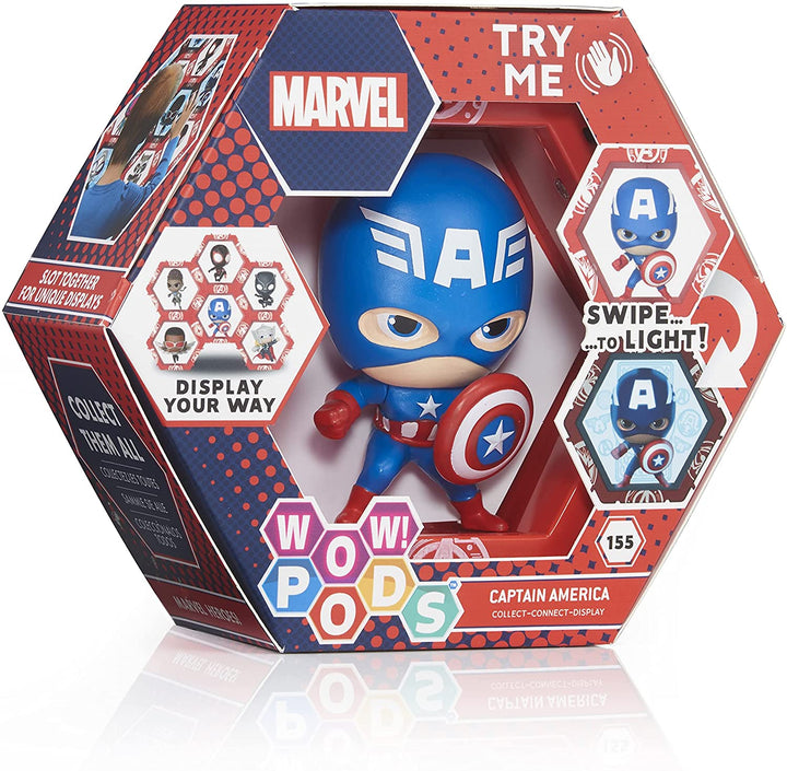 WOW! PODS Avengers-Kollektion – Captain America | Leuchtender Superhelden-Wackelkopf