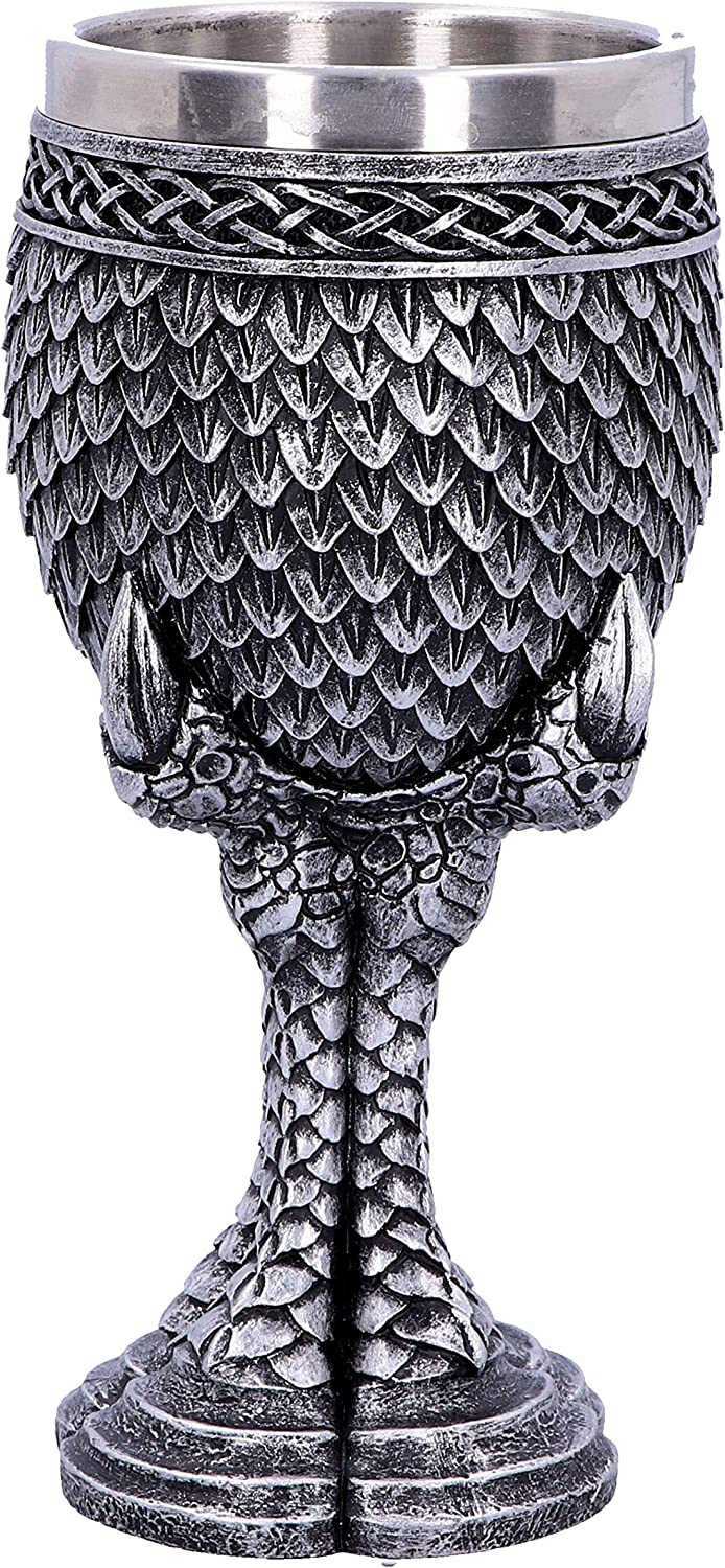 Nemesis Now U4708P9 Graustufen-Drachenklauenkelch, 16,7 cm, Kunstharz m. Edelstahl Ste