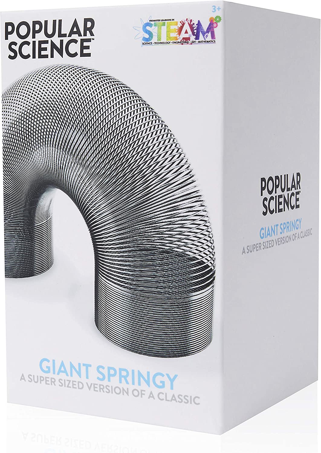 POPULAR SCIENCE Riesiges, federndes, großes Spiralspielzeug aus Metall, Silber