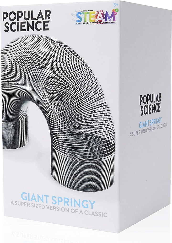 POPULAR SCIENCE Riesiges, federndes, großes Spiralspielzeug aus Metall, Silber
