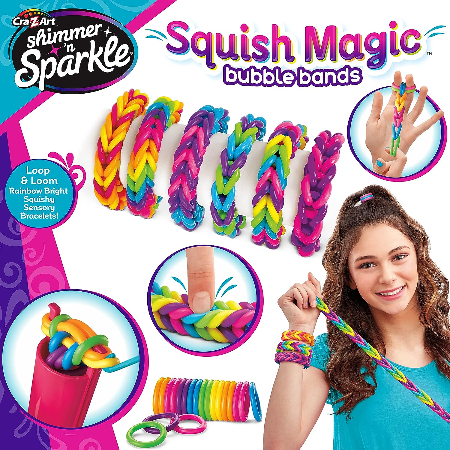 Shimmer and Sparkle Squish Magic Bubble Loom Making Kit - Rainbow Bright Sensory Craft for Kids