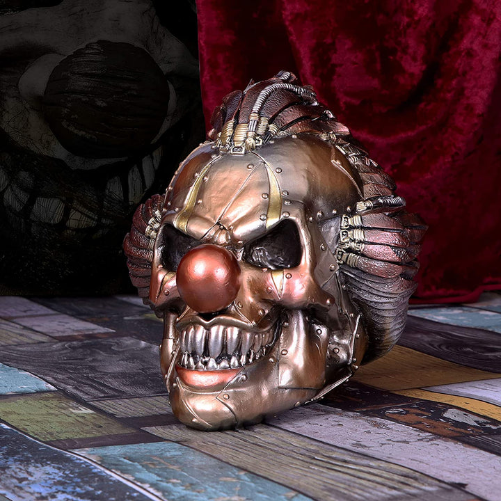 Nemesis Now Mechanischer Lach-Horror-Steampunk-Clown-Schädel-Ornament, Bronze, 1