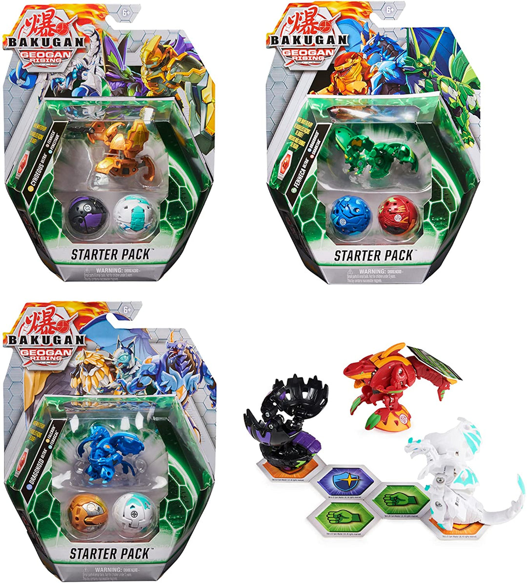 BAKUGAN Geogan Rising 6061567 – Staffel 3 Starterpaket Geogan Murmeln mit 6 Baku