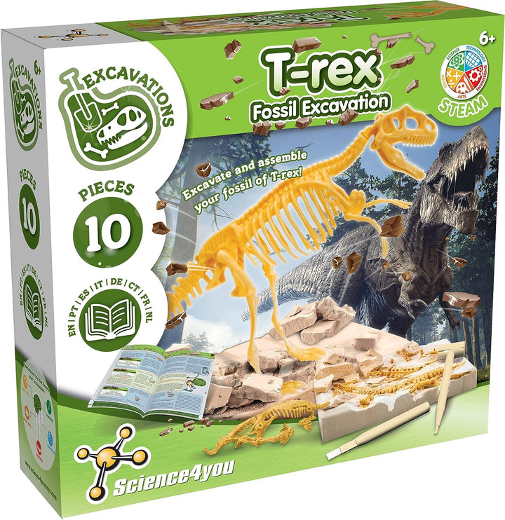 Science4you T-Rex-Fossilien-Jagdset für Kinder – Graben Sie die 10 Stück aus und bauen Sie sie zusammen
