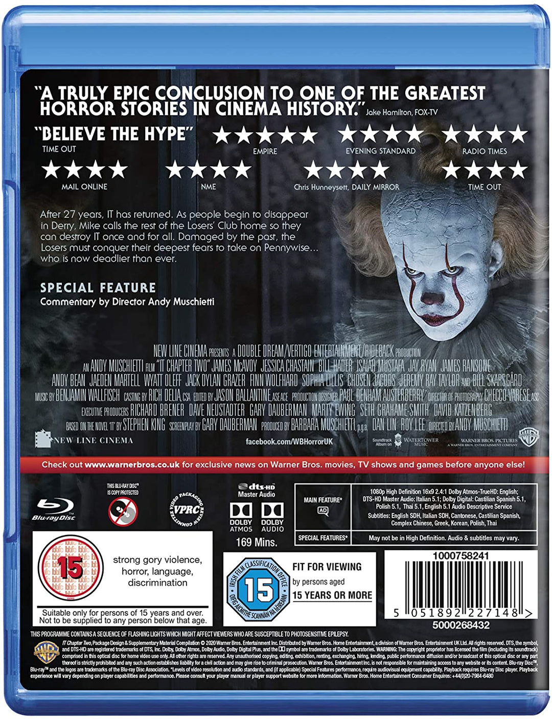 IT Chapter Two [2019] [2019] [2020] [Region Free] - Horror/Thriller [Blu-ray]