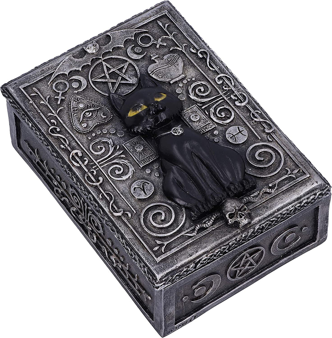Nemesis Now Familiar Spell Black Cat Sigil Schmuckkästchen 13,7 cm, Silber