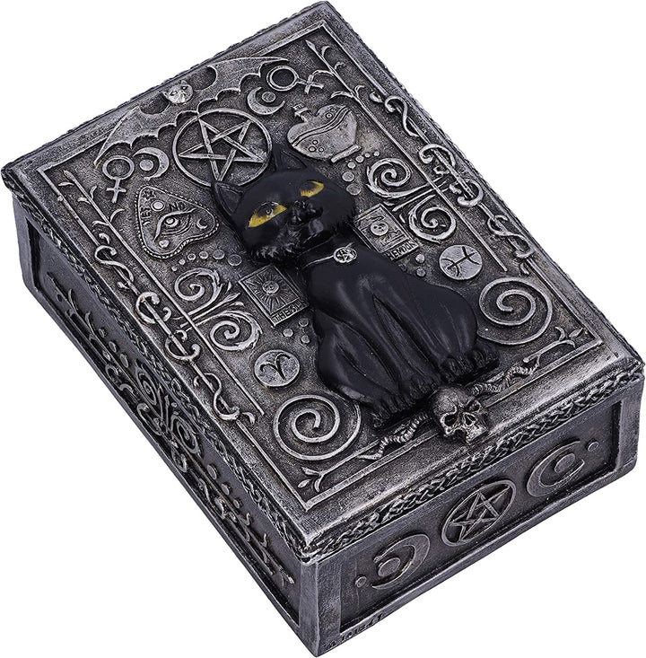 Nemesis Now Familiar Spell Black Cat Sigil Schmuckkästchen 13,7 cm, Silber