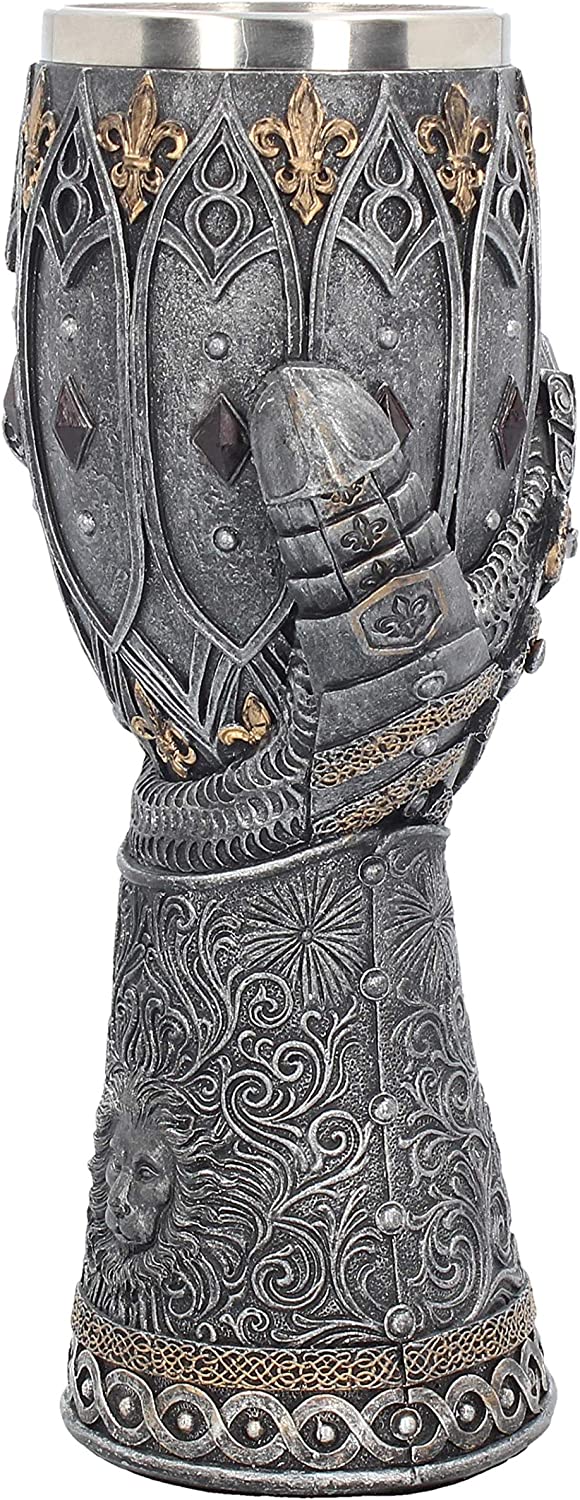 Nemesis Now B2404G6 Lionheart Panzerhandschuh, Silber, Harz mit Edelstahl