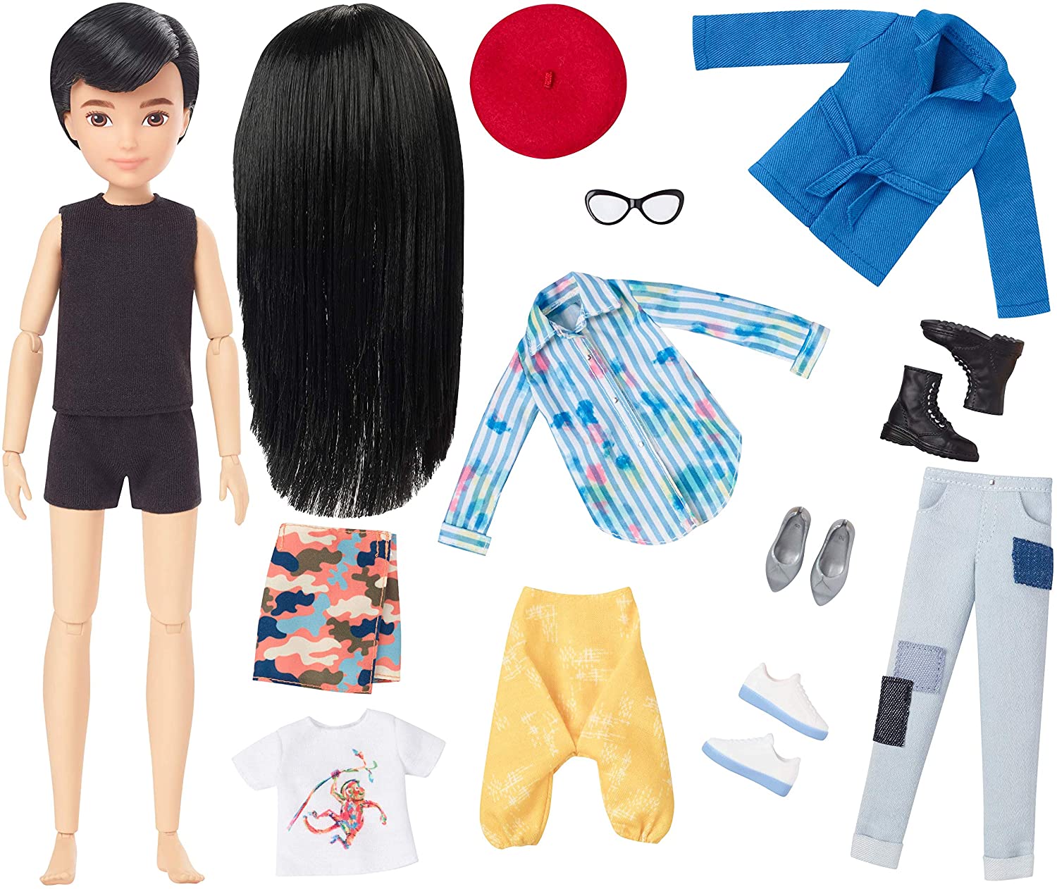 Creatable World Deluxe Character Kit - Black Straight Hair, 6+ Years