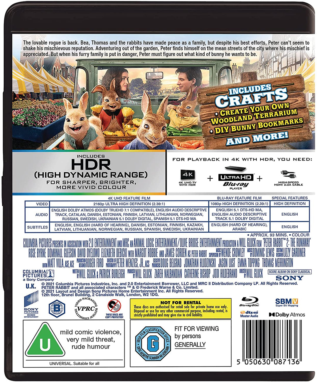 Peter Rabbit 2 (2 DISCS – UHD und BD) [Region Free] – Familie/Komödie [Blu-ray]