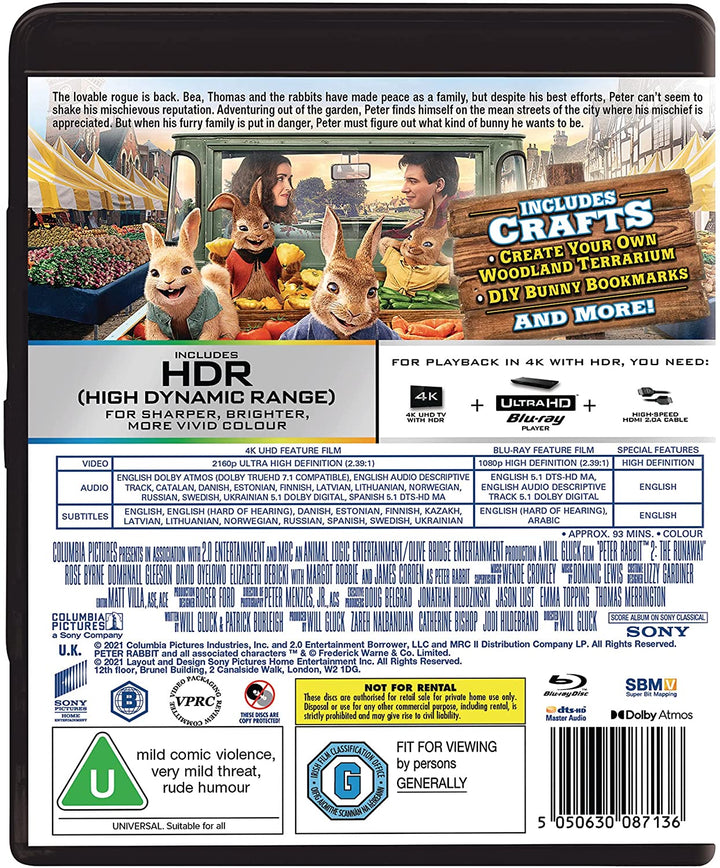 Peter Rabbit 2 (2 DISCS – UHD und BD) [Region Free] – Familie/Komödie [Blu-ray]