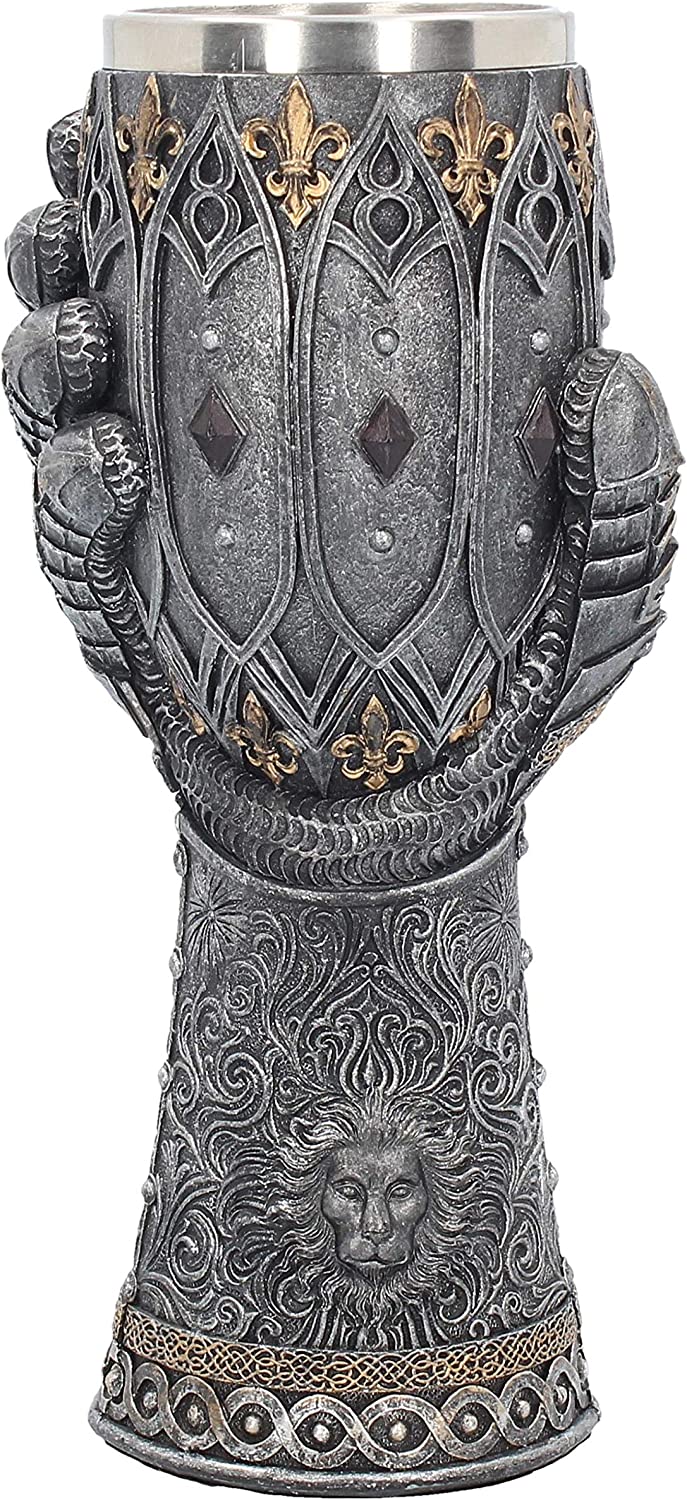 Nemesis Now B2404G6 Lionheart Panzerhandschuh, Silber, Harz mit Edelstahl