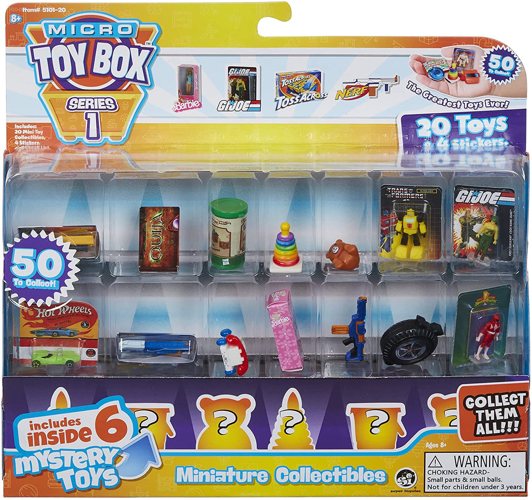 Micro Toybox Collectibles 20er Pack - Styles Variieren Sie Mini-Spielzeuge zum Sammeln, Tauschen, Präsentieren mit Überraschungsspielzeug im Inneren 5101-20