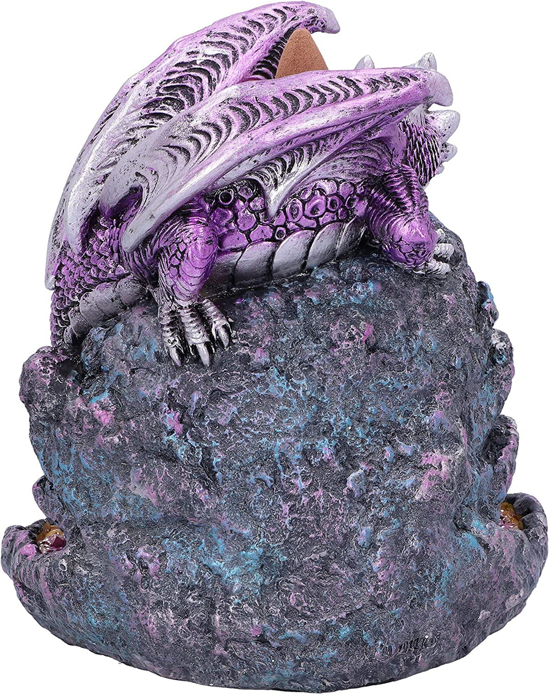 Crystalline Protector Purple Dragon Geode Backflow Weihrauchbrenner