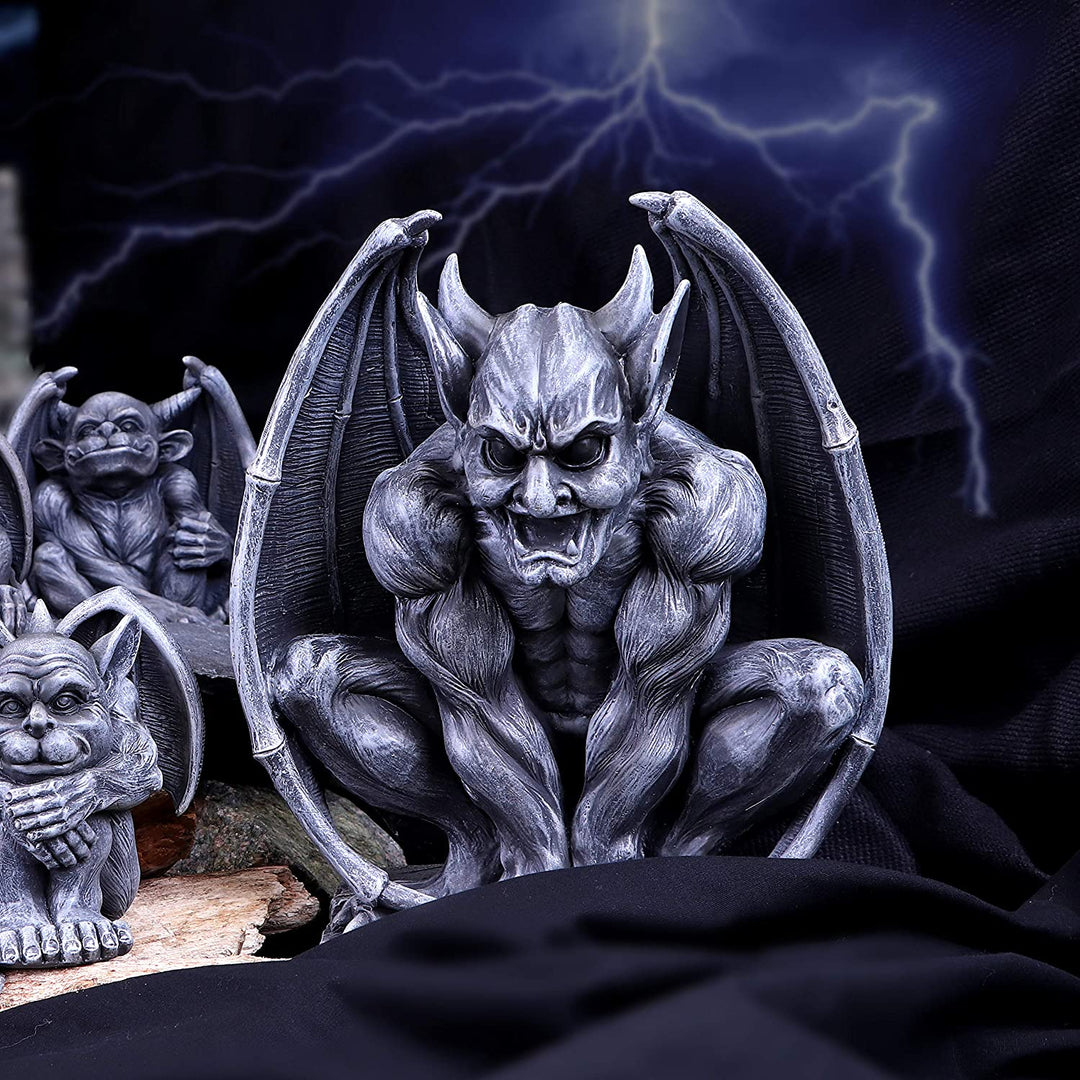 Nemesis Now Adalward dunkelschwarze groteske Gargoyle-Figur, 26 cm