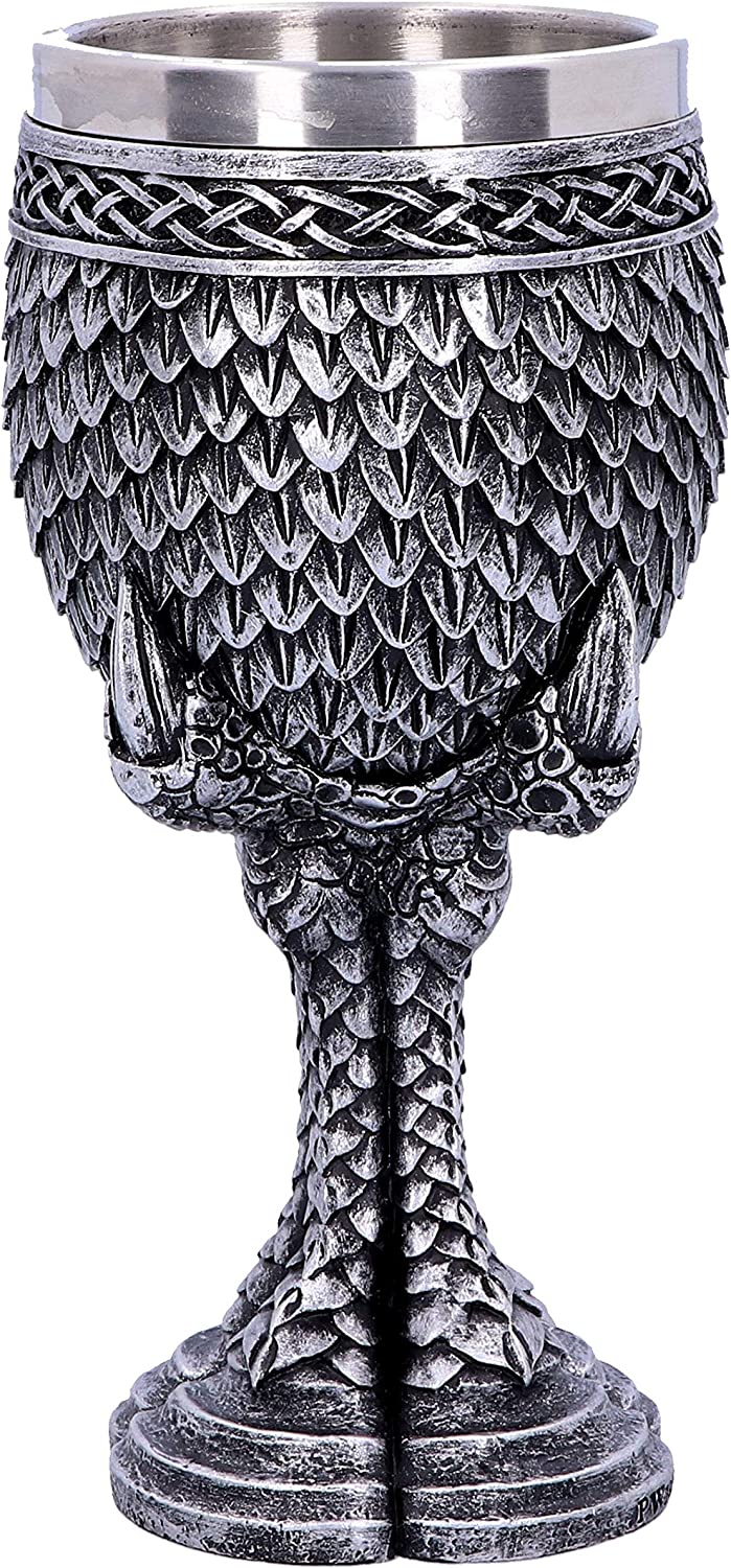 Nemesis Now U4708P9 Graustufen-Drachenklauenkelch, 16,7 cm, Kunstharz m. Edelstahl Ste