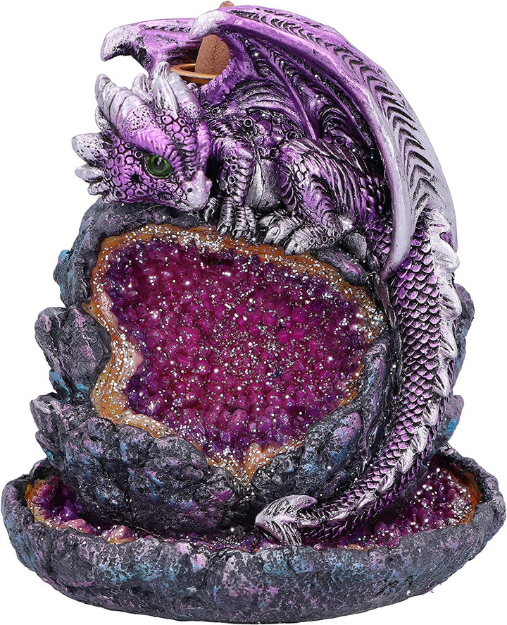 Crystalline Protector Purple Dragon Geode Backflow Weihrauchbrenner
