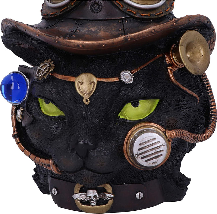 Felius Mogg Steampunk-Figur mit schwarzem Katzenkopf, 28,8 cm