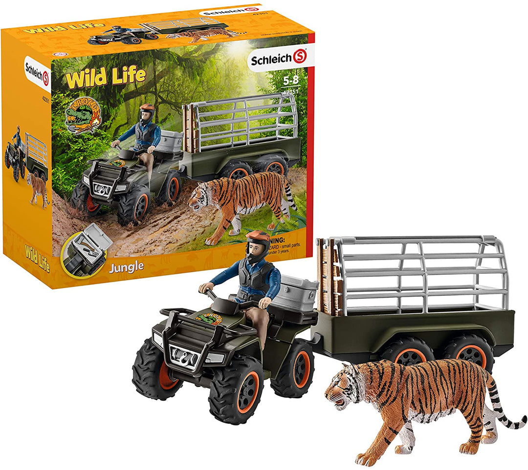 SCHLEICH 42351 Quad mit Anhänger und Ranger Figur